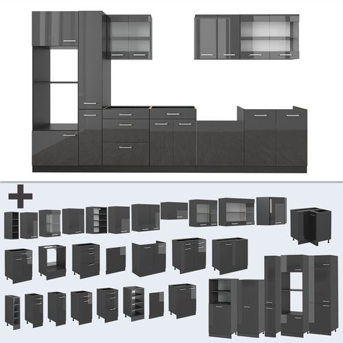 Cuisine Complète  R-line 53838 Anthracite Brillant/anthracite 350cm , Pt Anthracite