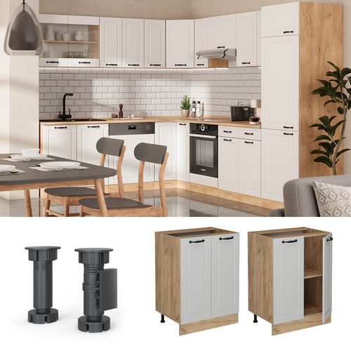 Meuble Bas De Cuisine R-line 53850 Blanc Campagne 60cm Pt Marbre