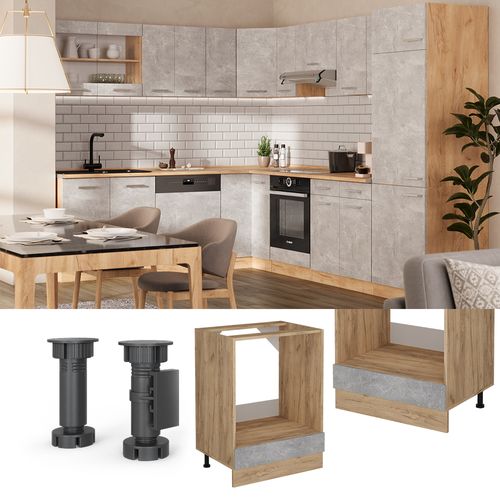 Meuble Pour Four R-line 53855 Béton 60cm Sans Pt