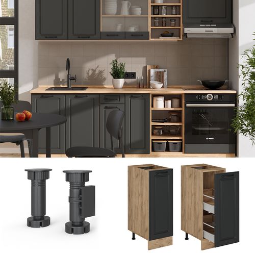 Meuble De Cuisine R-line 53921 Anthracite Campagne 30cm Pt Marbre