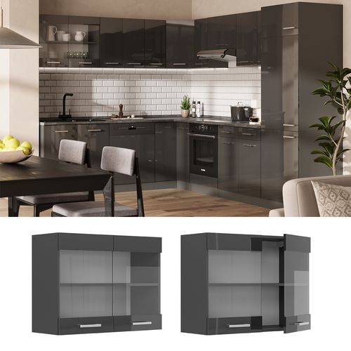 Armoire En Verre R-line 53962 Anthracite Haute Brillance 80cm