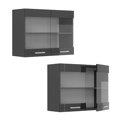 Armoire En Verre R-line 53962 Anthracite Haute Brillance 80cm
