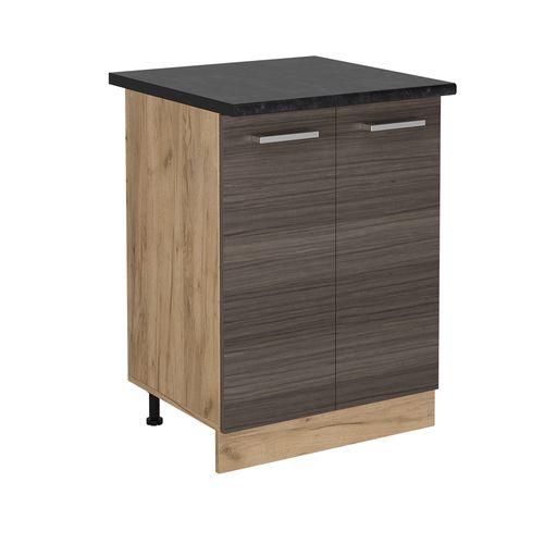 Meuble Bas De Cuisine R-line 53965 Gris Noble 60cm , Pt Anthracite