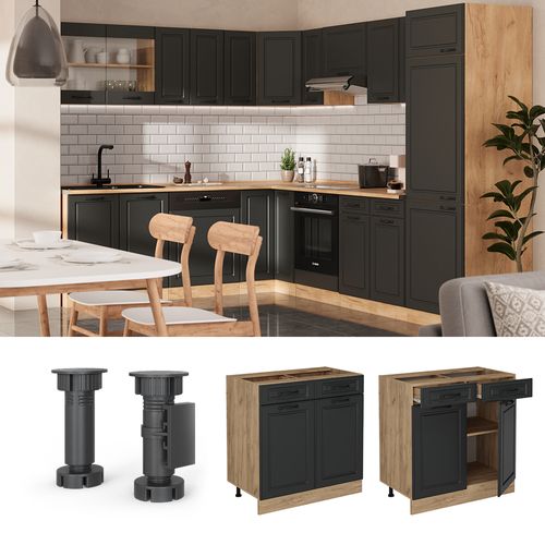Meuble Cuisine R-line 53968 Anthracite Campagne 80cm Sans Pt