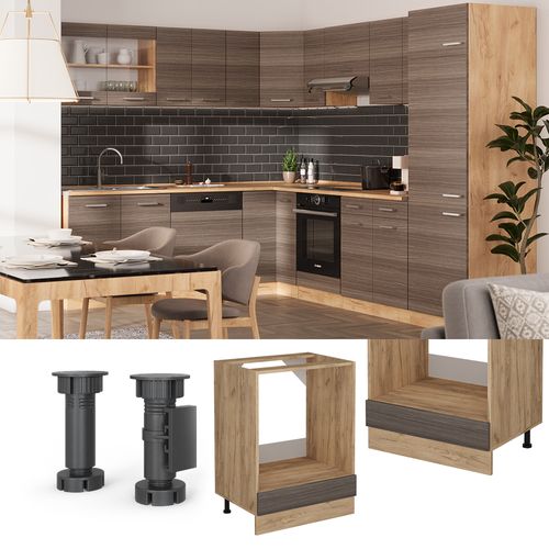 Meuble Pour Four R-line 53971 Gris Noble 60cm Pt Marbre