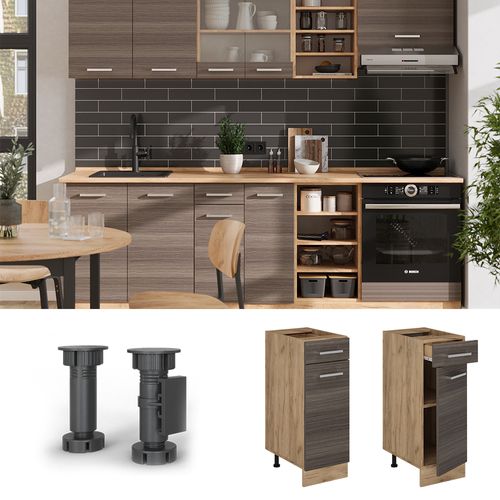 Meuble Cuisine R-line 54033 Gris Noble 30cm , Pt Anthracite