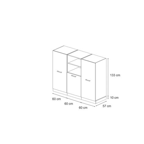 Bloc Cuisine R-line 54052 Sonoma/chêne Doré 180cm Sans Pt