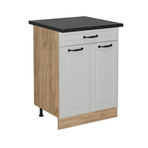 Meuble Cuisine R-line 54084 Blanc Campagne 60cm Avec Tiroir, Pt Anthracite