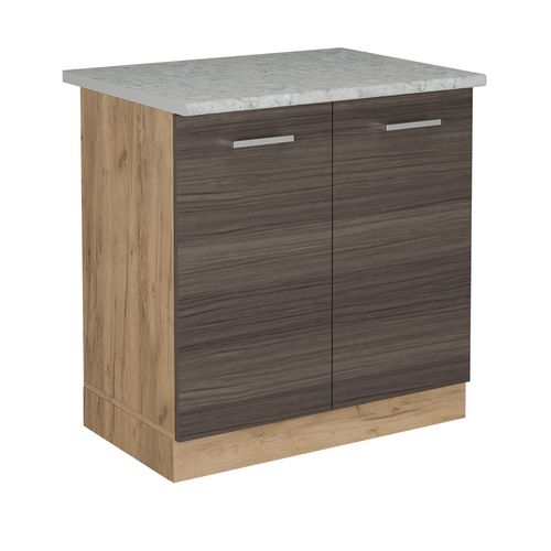 Meuble Bas Sous-évier R-line 54085 Gris Noble 80cm Pt Marbre