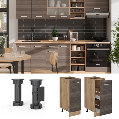 Meuble De Cuisine R-line 54099 Gris Noble 30cm , Pt Chêne