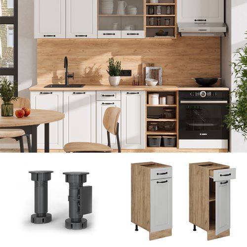 Meuble Cuisine R-line 54152 Blanc Campagne 30cm , Pt Chêne