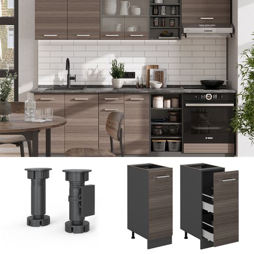 Meuble De Cuisine R-line 54163 Gris Noble 30cm , Pt Anthracite