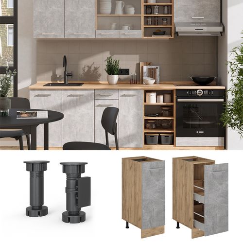 Meuble De Cuisine R-line 54214 Béton 30cm Pt Marbre