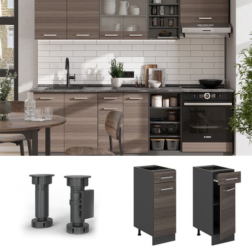 Meuble Cuisine R-line 54218 Gris Noble 30cm Pt Marbre