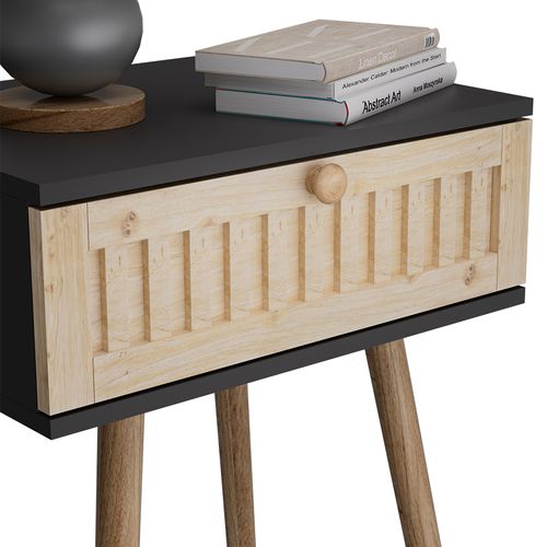 Table De Nuit Holk 54228 Anthracite/pin Lot De 2