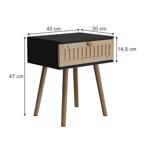 Table De Nuit Holk 54228 Anthracite/pin Lot De 2