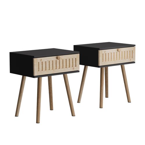 Table De Nuit Holk 54228 Anthracite/pin Lot De 2