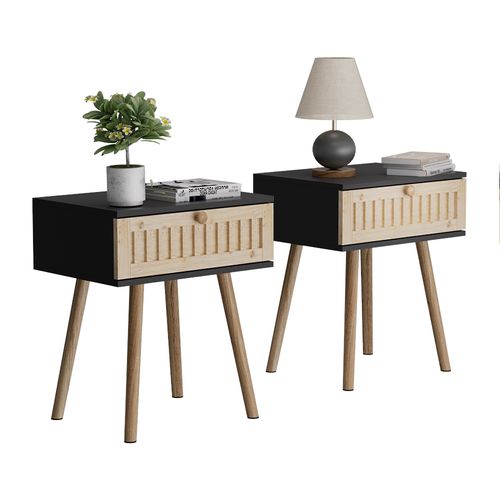 Table De Nuit Holk 54228 Anthracite/pin Lot De 2