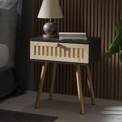 Table De Nuit Holk 54228 Anthracite/pin Lot De 2