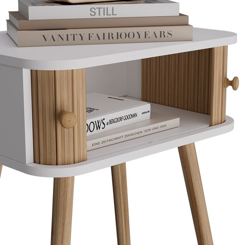 Table De Chevet Germo 54229 Blanc/bambou Lot De 2