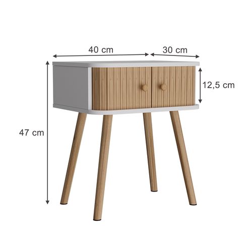 Table De Chevet Germo 54229 Blanc/bambou Lot De 2