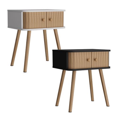 Table De Chevet Germo 54229 Blanc/bambou Lot De 2