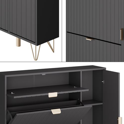 Armoire à Chaussures Helge 54242 Noir 108x107.5cm