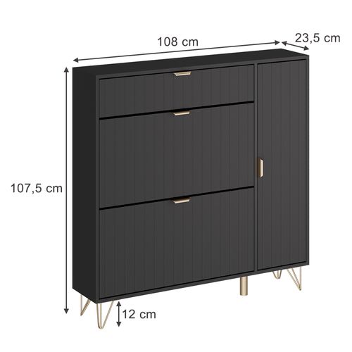 Armoire à Chaussures Helge 54242 Noir 108x107.5cm
