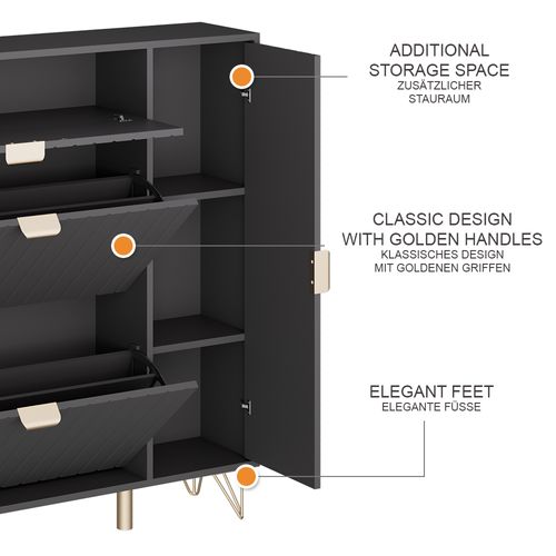 Armoire à Chaussures Helge 54242 Noir 108x107.5cm