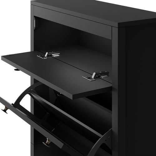 Armoire à Chaussures Aron 54258 Noir 60x153cm ,3 Compartiments