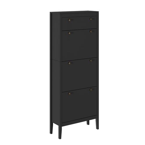 Armoire à Chaussures Aron 54258 Noir 60x153cm ,3 Compartiments