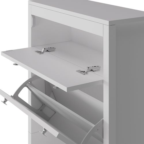 Armoire à Chaussures Aron 54259 Blanc 60x153cm , 3 Compartiments