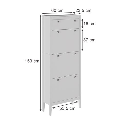 Armoire à Chaussures Aron 54259 Blanc 60x153cm , 3 Compartiments