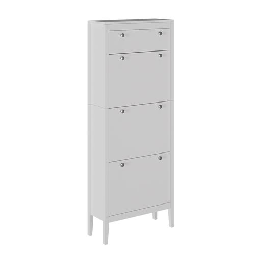 Armoire à Chaussures Aron 54259 Blanc 60x153cm , 3 Compartiments