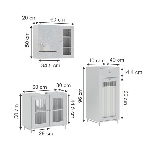Ensemble De Meubles De Salle De Bains Malte 54320 Blanc 3 Pièces