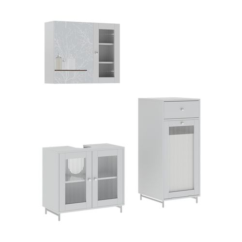 Ensemble De Meubles De Salle De Bains Malte 54320 Blanc 3 Pièces