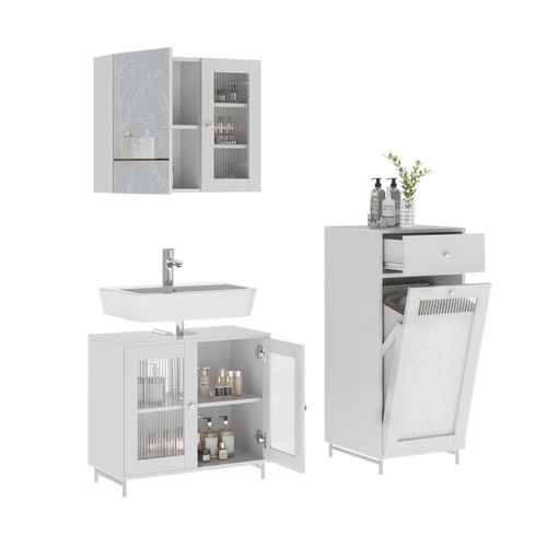 Ensemble De Meubles De Salle De Bains Malte 54320 Blanc 3 Pièces