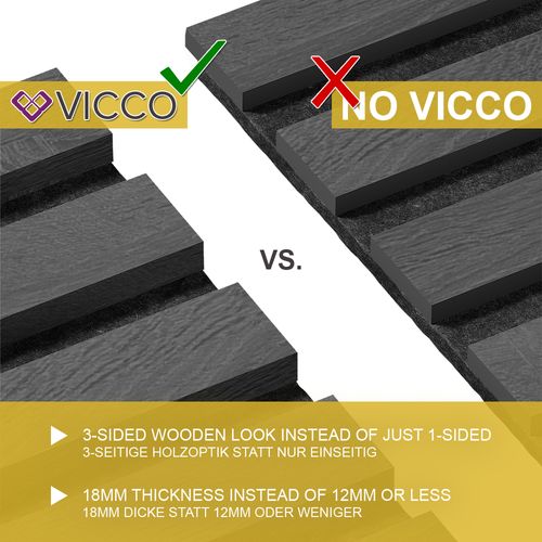 Set De 12 Panneaux Muraux Décoratifs 120x40 Cm - Noir