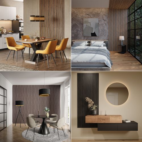 Set De 12 Panneaux Muraux Décoratifs 120x40 Cm - Noir