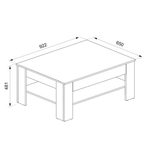 Table Basse Milan 54385 Chêne Blanc/force De Lor 92.2x65cm