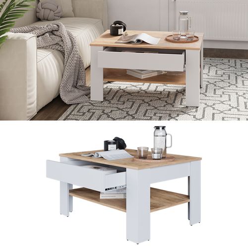 Table Basse Milan 54385 Chêne Blanc/force De Lor 92.2x65cm