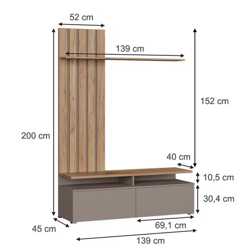 Meuble Mural Harro 54389 Force Dor Chêne/gris
