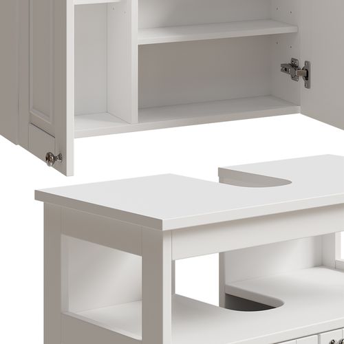 Ensemble De Meubles De Salle De Bain Vanity 54391 Blanc 3 Pièces