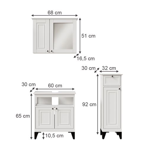 Ensemble De Meubles De Salle De Bain Vanity 54391 Blanc 3 Pièces
