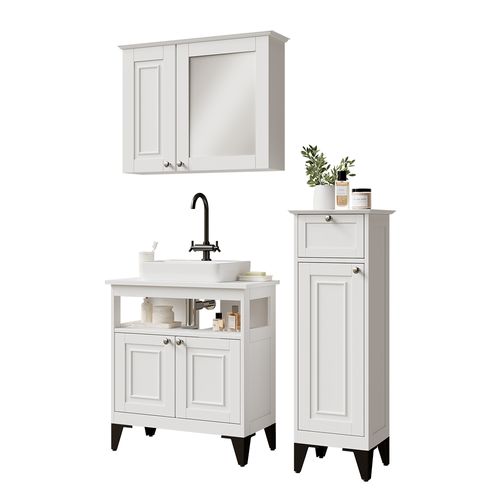 Ensemble De Meubles De Salle De Bain Vanity 54391 Blanc 3 Pièces