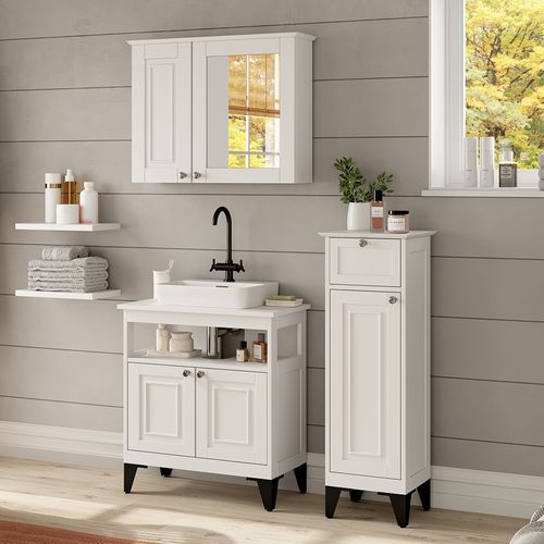 Ensemble De Meubles De Salle De Bain Vanity 54391 Blanc 3 Pièces