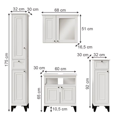 Ensemble De Meubles De Salle De Bains Vanity 54394 Blanc 4 Pièces