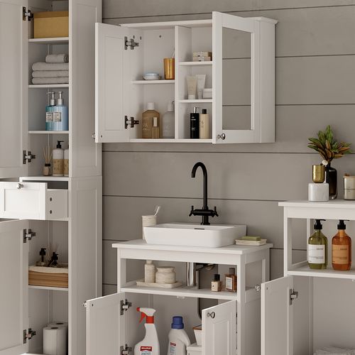 Ensemble De Meubles De Salle De Bains Vanity 54396 Blanc 4 Pièces