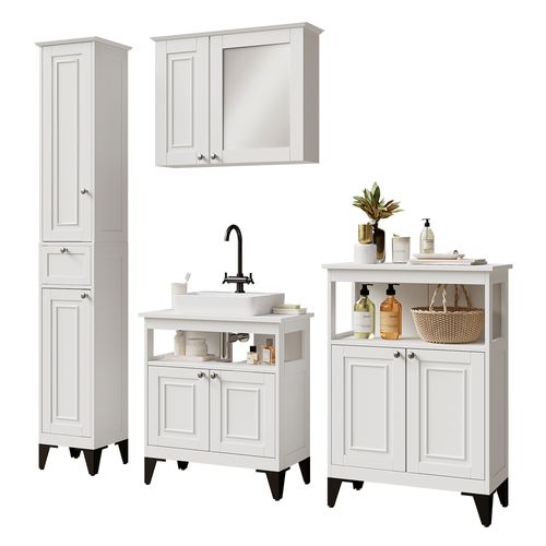 Ensemble De Meubles De Salle De Bains Vanity 54396 Blanc 4 Pièces