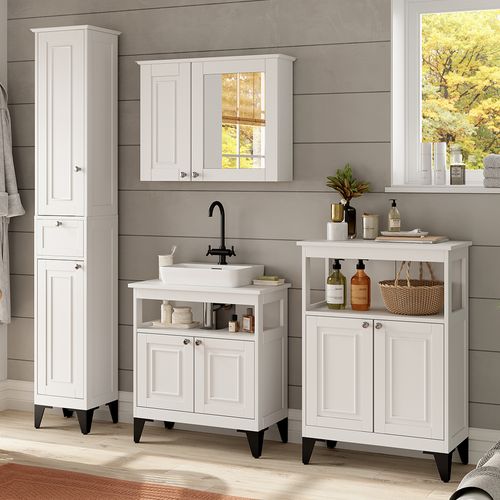 Ensemble De Meubles De Salle De Bains Vanity 54396 Blanc 4 Pièces